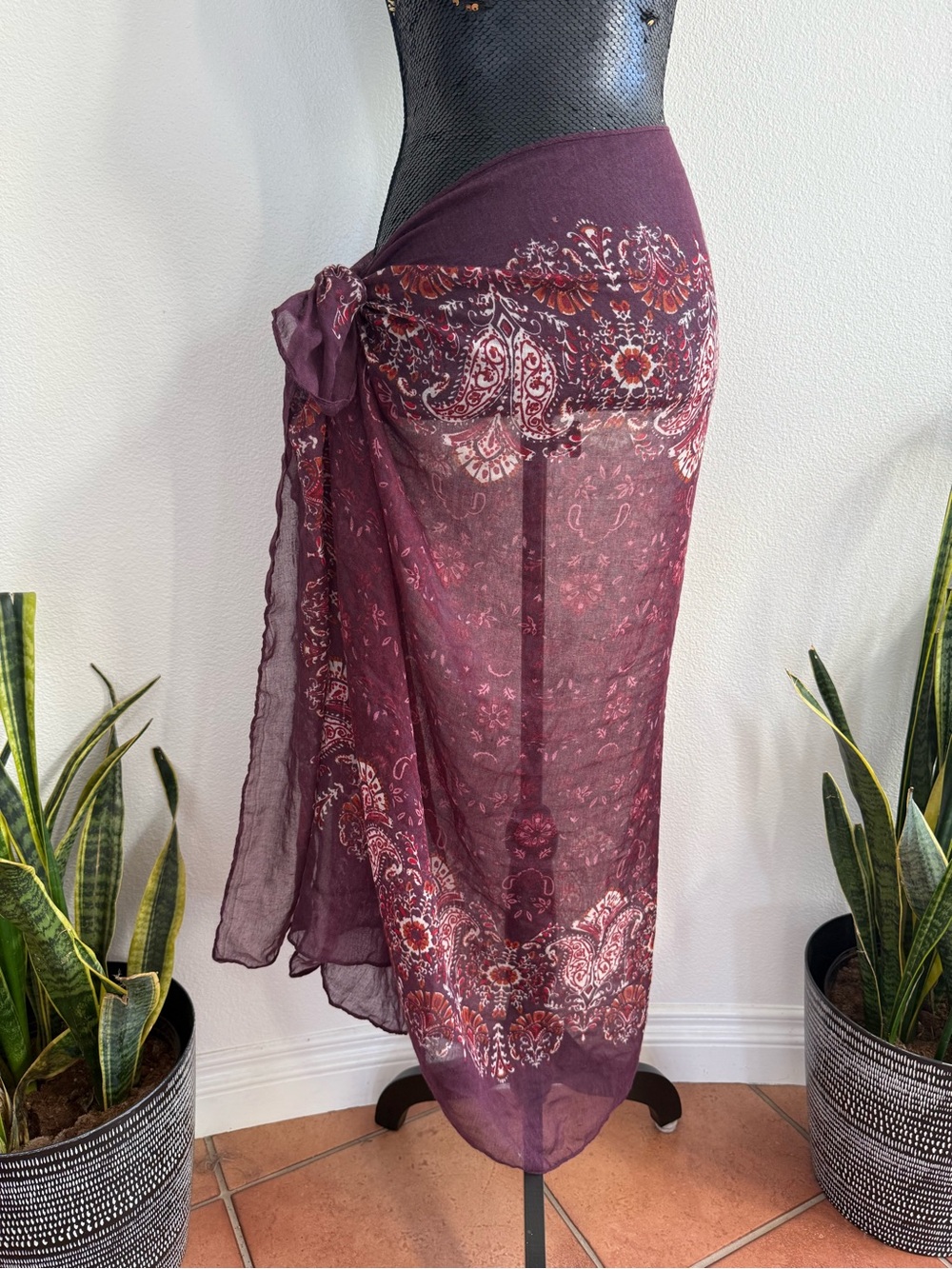 Bohemian Plum Paisley Large Scarf - Picture 3 of 4